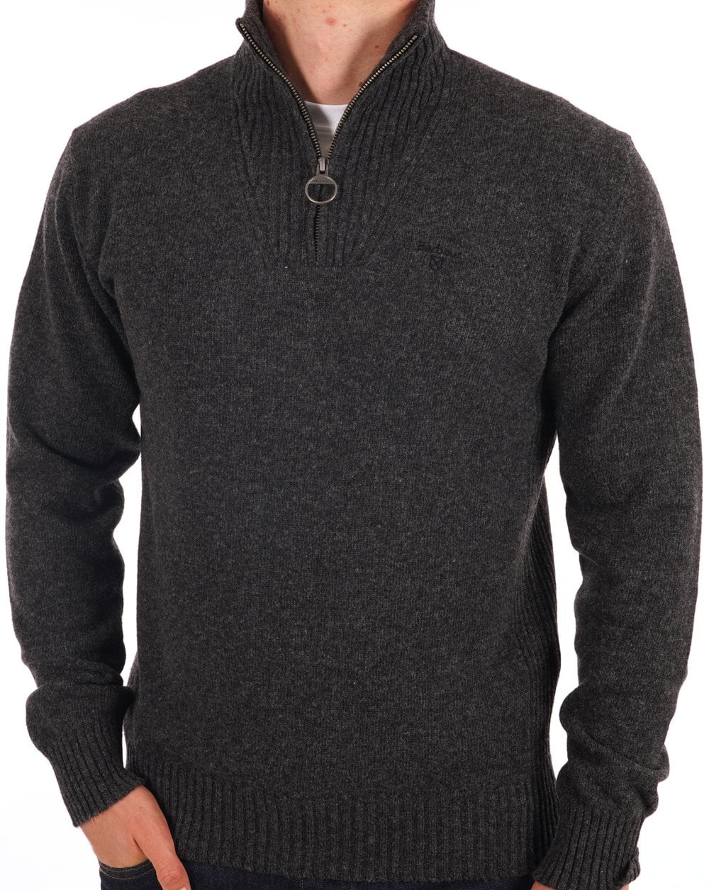 Barbour Lambswool Half Zip Charcoal Grey