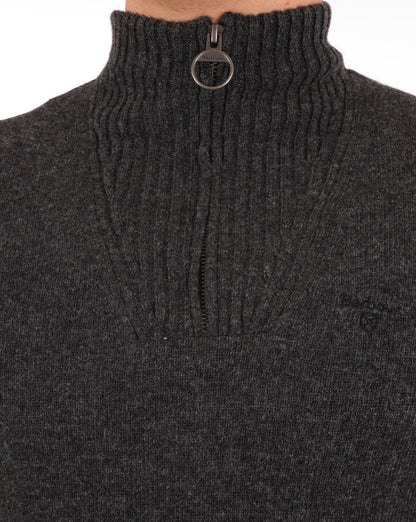 Barbour Lambswool Half Zip Charcoal Grey