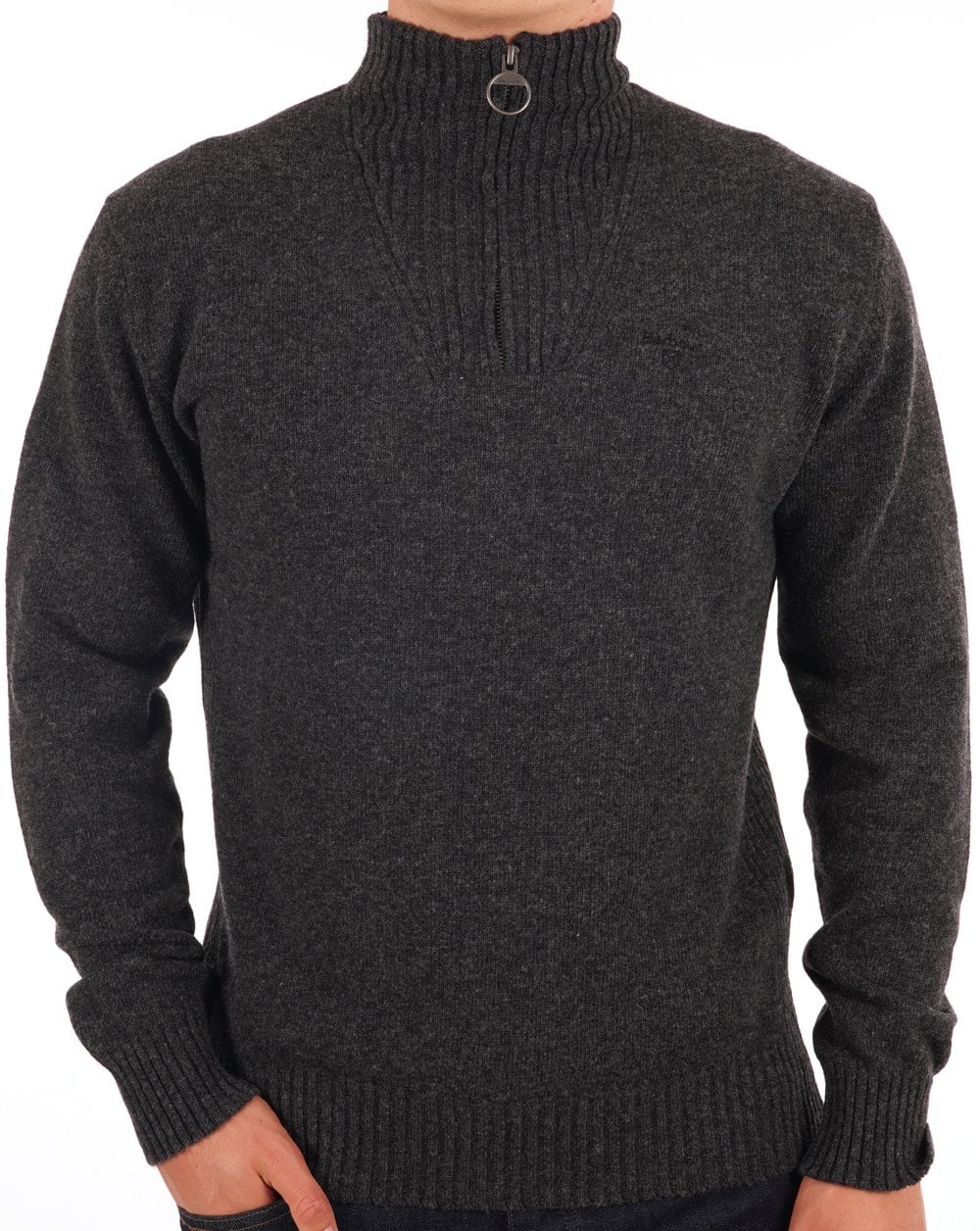 Barbour Lambswool Half Zip Charcoal Grey