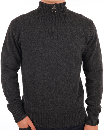 Barbour Lambswool Half Zip Charcoal Grey