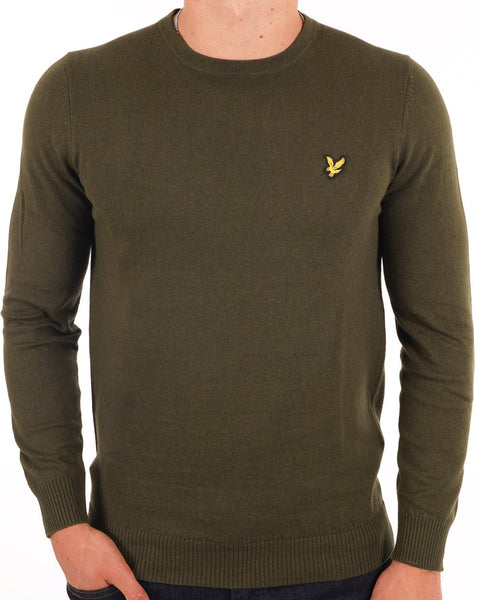 Lyle & Scott Cotton Merino Crew Jumper Olive