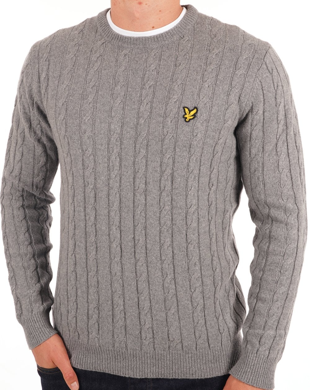 Lyle And Scott Cable Jumper Mid Grey Marl