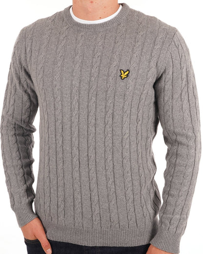 Lyle And Scott Cable Jumper Mid Grey Marl