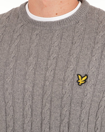 Lyle And Scott Cable Jumper Mid Grey Marl