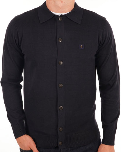 Gabicci Vintage Azima Full Button Polo Navy