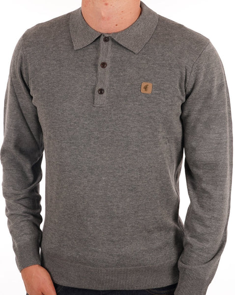 Gabicci Vintage Francesco Knitted Polo Shirt Grey
