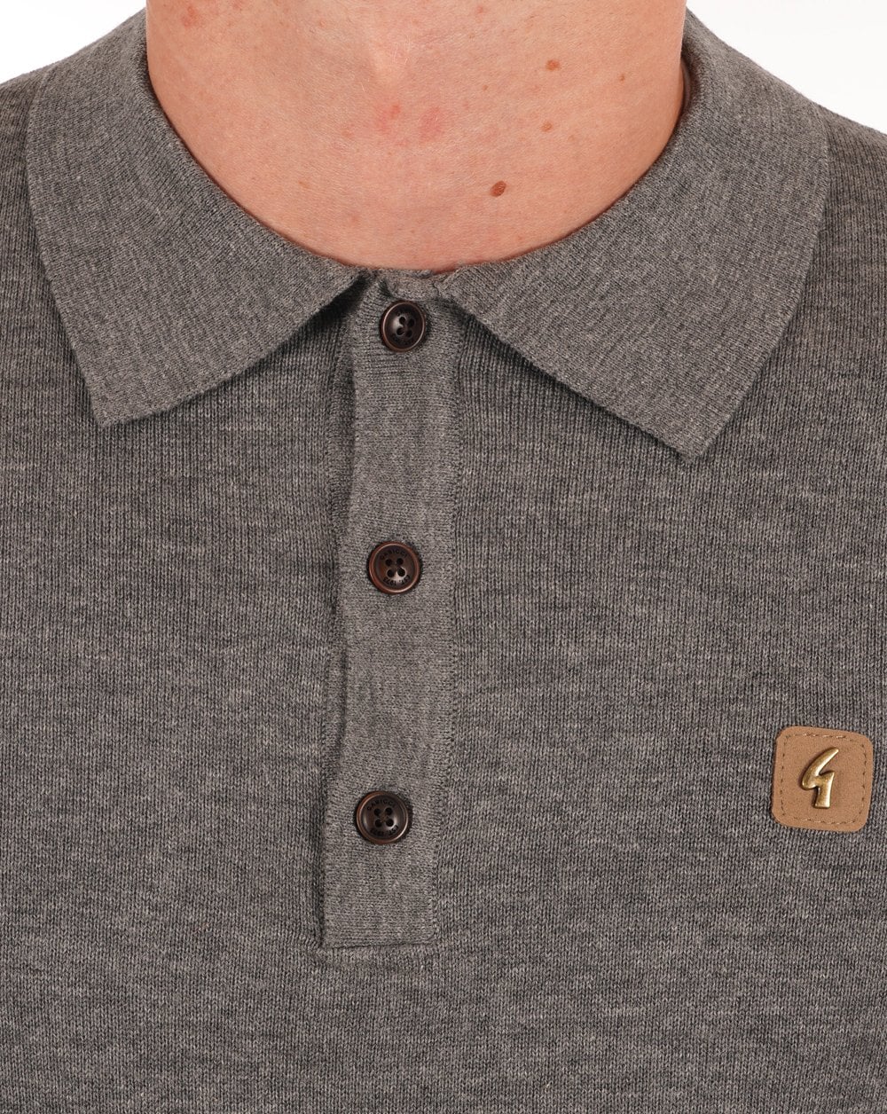 Gabicci Vintage Francesco Knitted Polo Shirt Grey