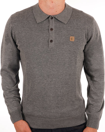 Gabicci Vintage Francesco Knitted Polo Shirt Grey