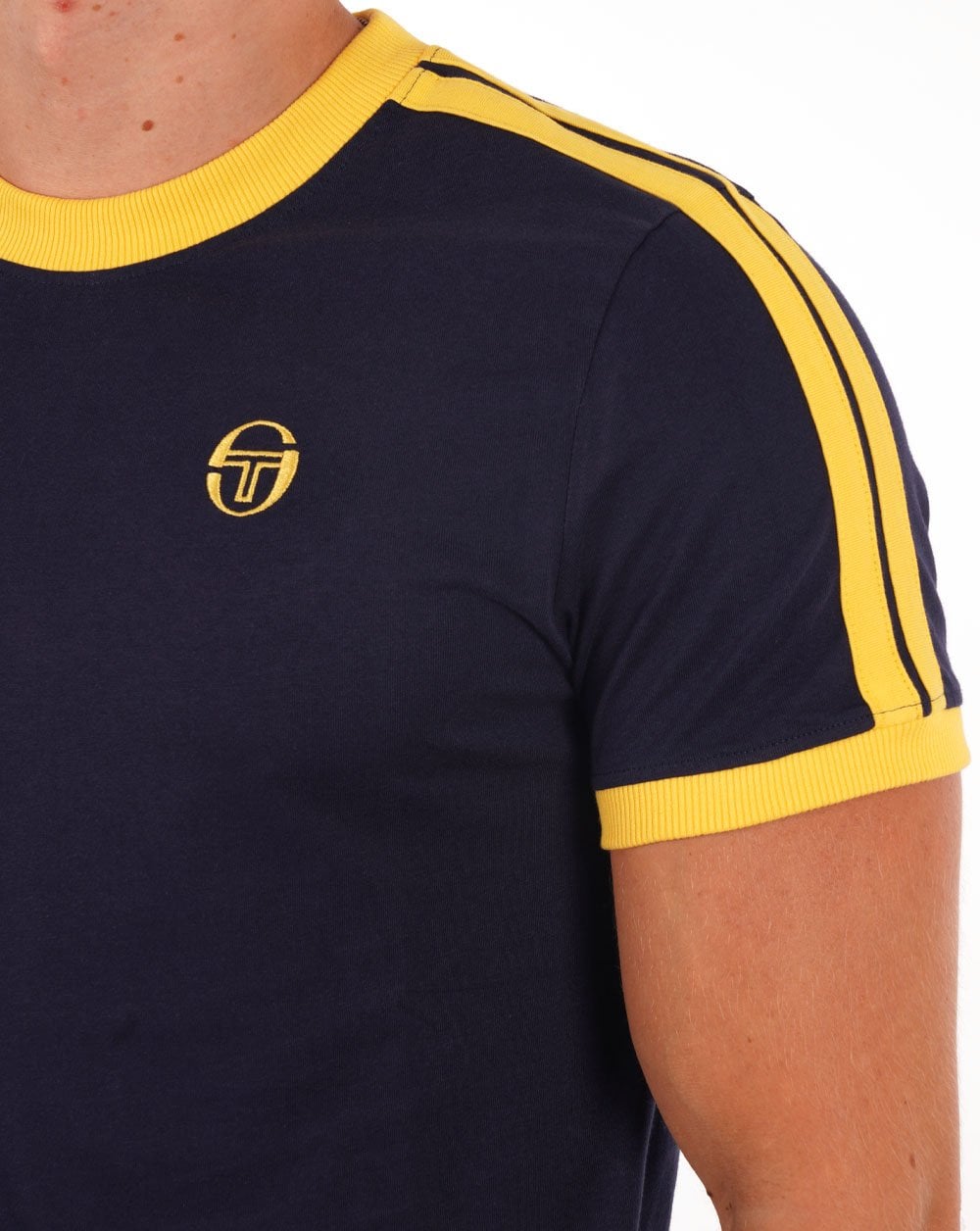 Sergio Tacchini Retro T Shirt Navy / Yellow