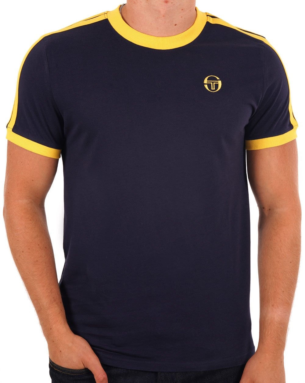 Sergio Tacchini Retro T Shirt Navy / Yellow