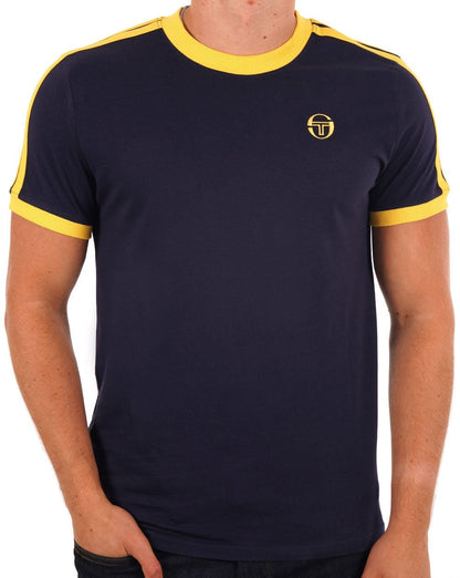 Sergio Tacchini Retro T Shirt Navy / Yellow