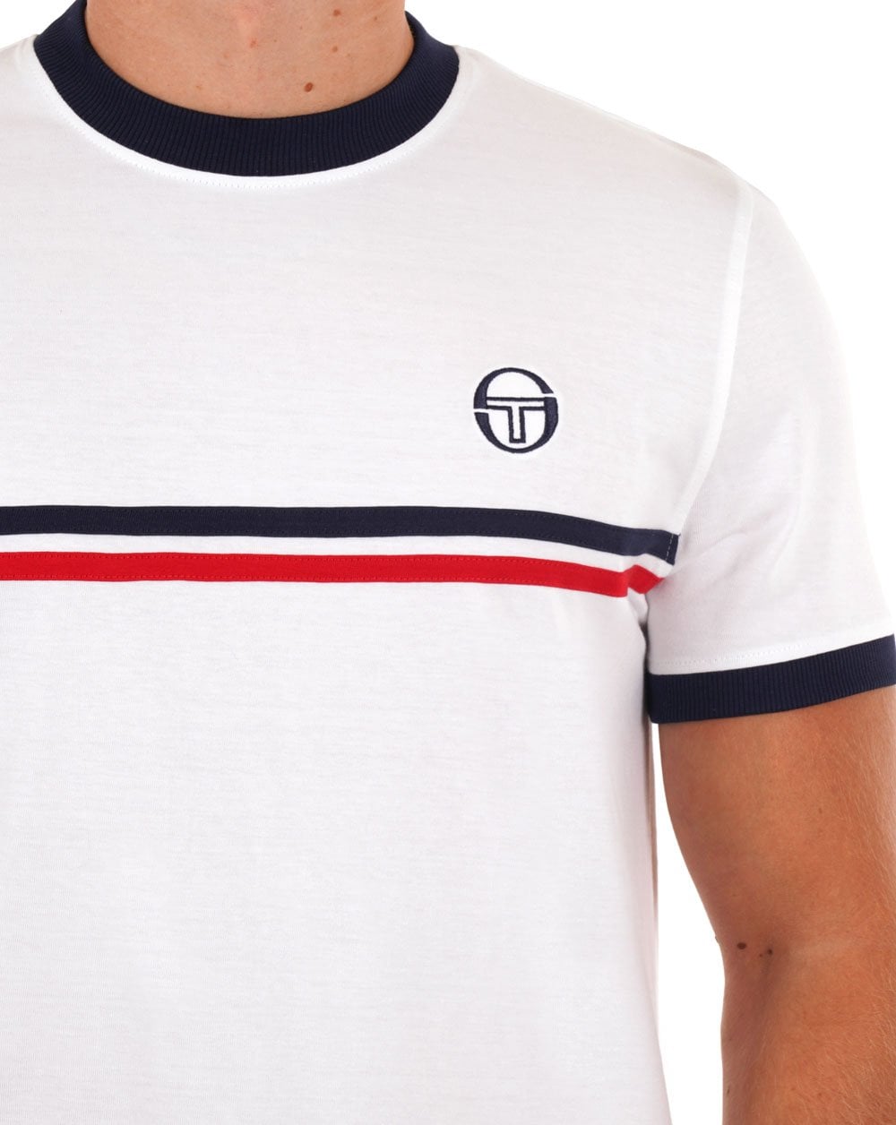 Sergio Tacchini Supermac T Shirt White/Navy Blue