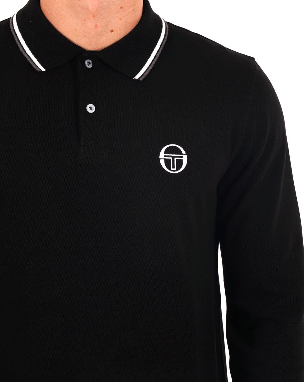 Sergio Tacchini Tipped Long Sleeve Polo Shirt Black