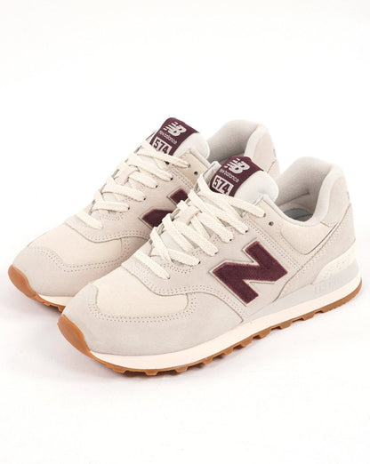 New Balance 574 Trainer Bone White/Burgundy