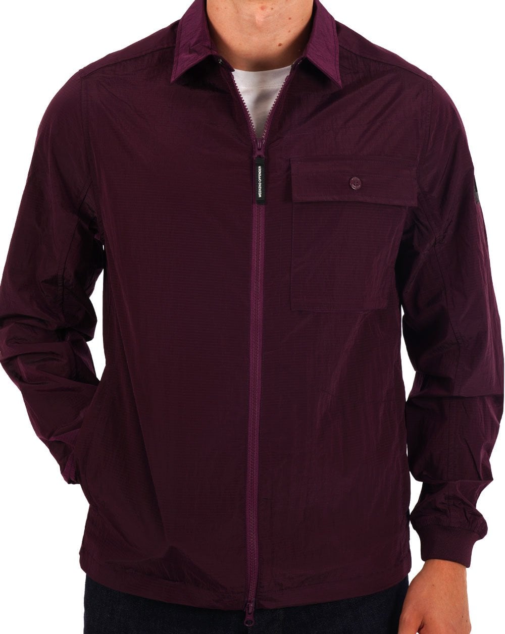 Weekend Offender Shimmer Nylon Overshirt Magenta