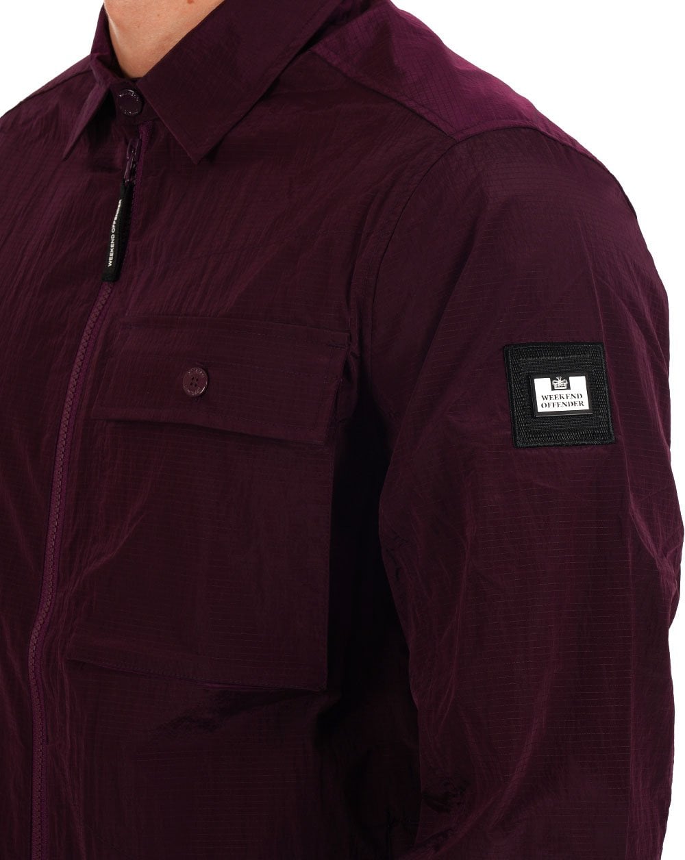 Weekend Offender Shimmer Nylon Overshirt Magenta