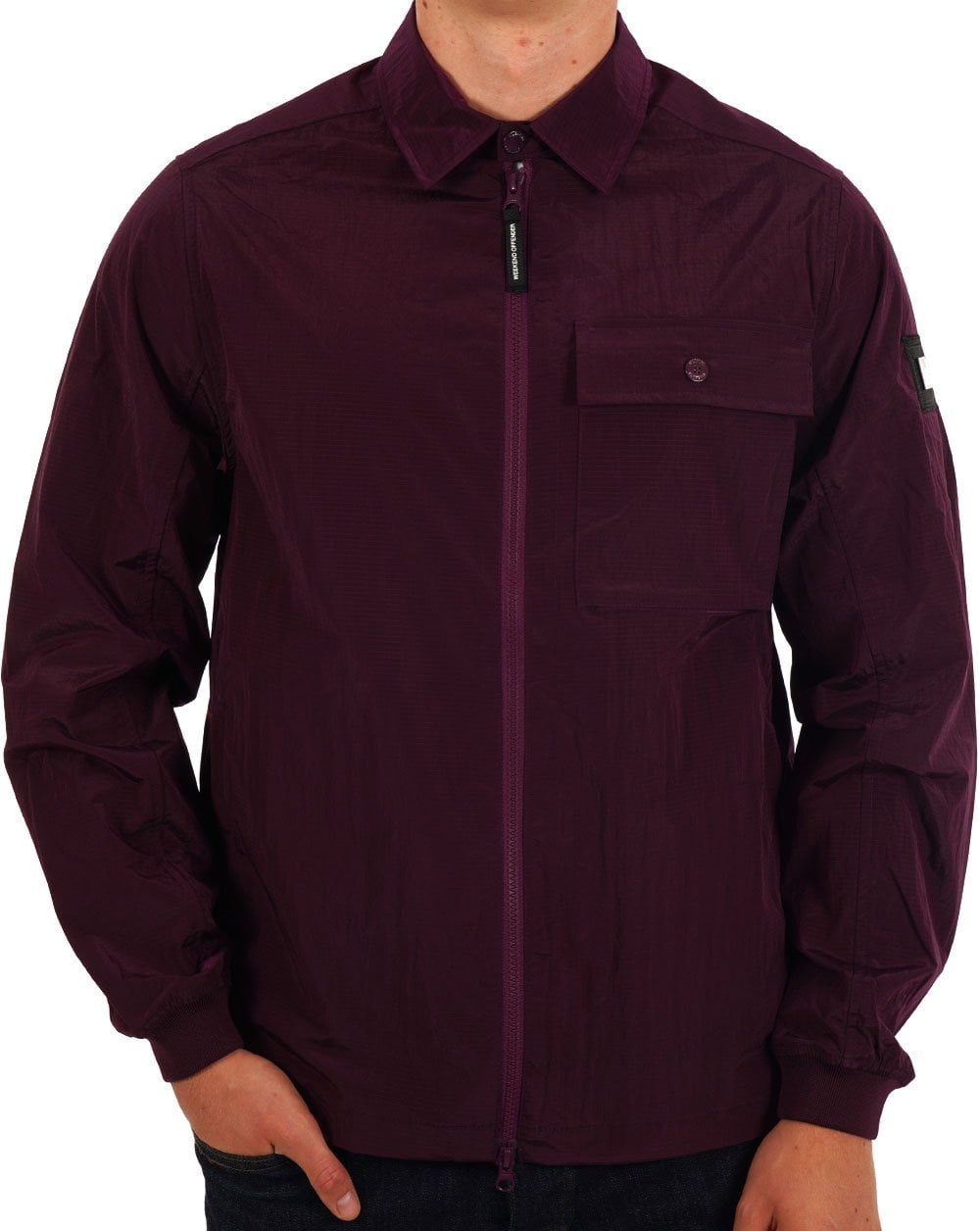 Weekend Offender Shimmer Nylon Overshirt Magenta