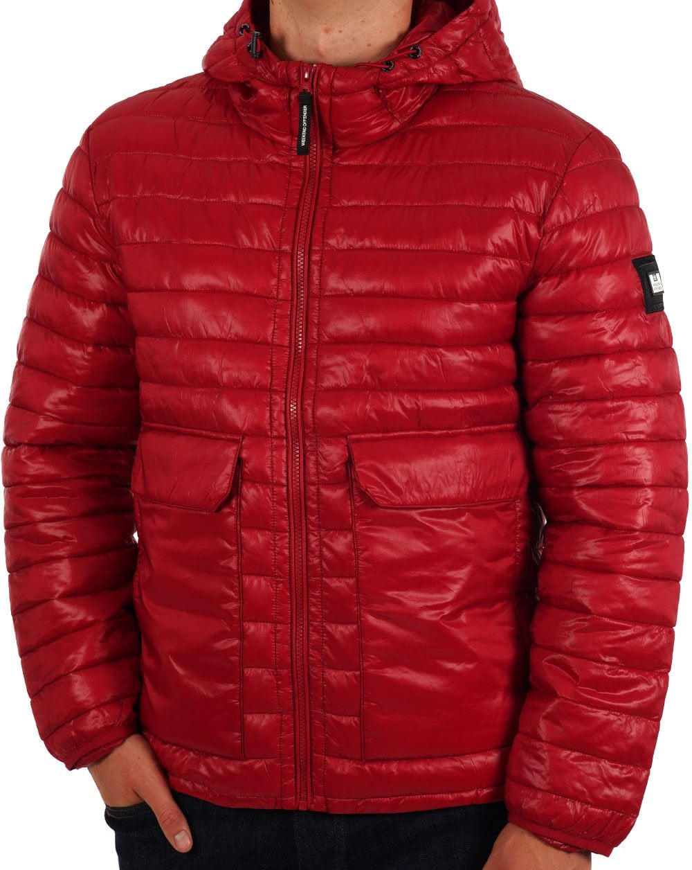 Weekend Offender Browne Quilted Jacket Scarlet