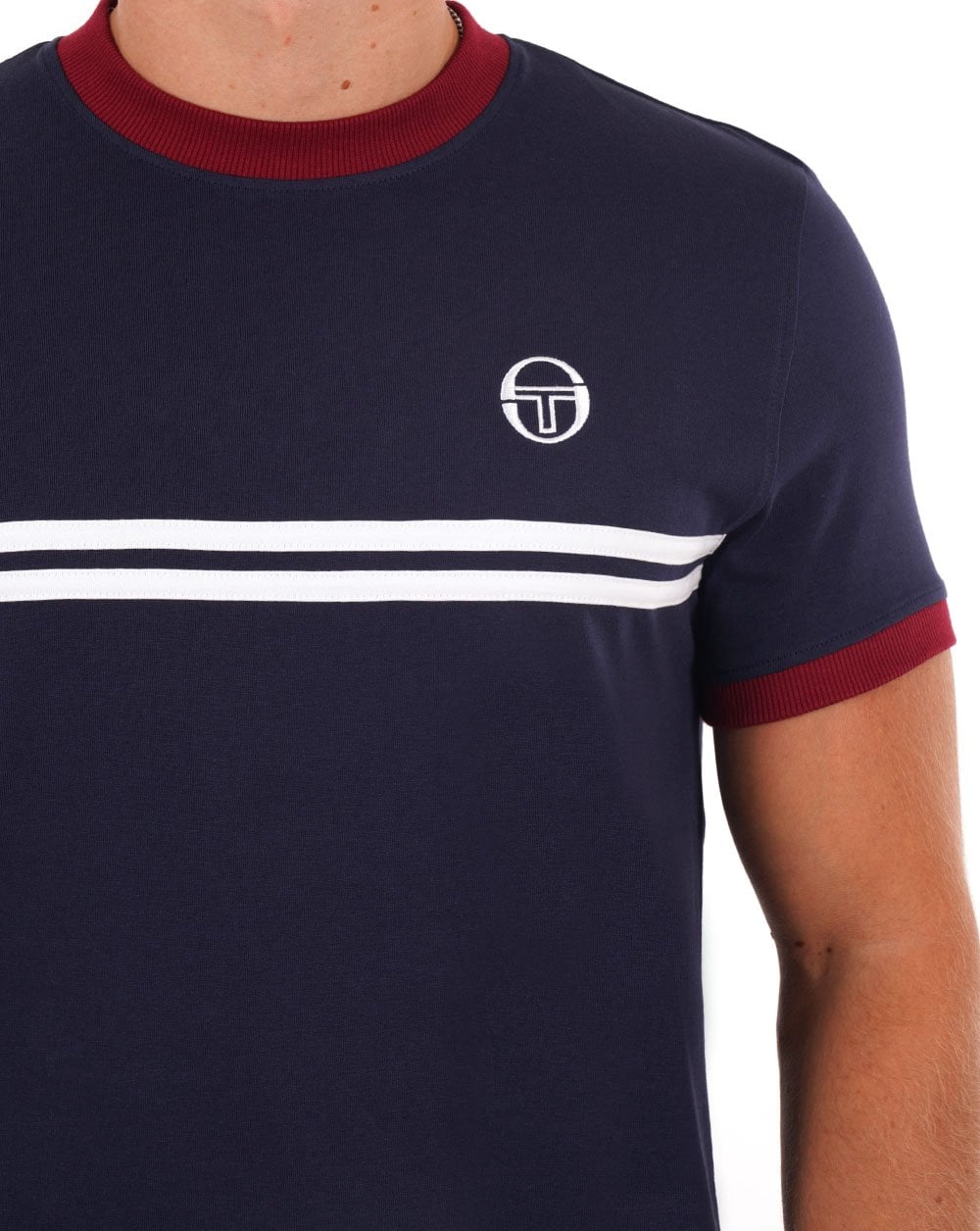 Sergio Tacchini Supermac T Shirt Navy Blue/Claret