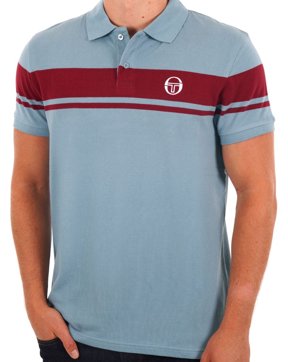 Sergio Tacchini Young Line Polo Shirt Dusky Blue - Claret