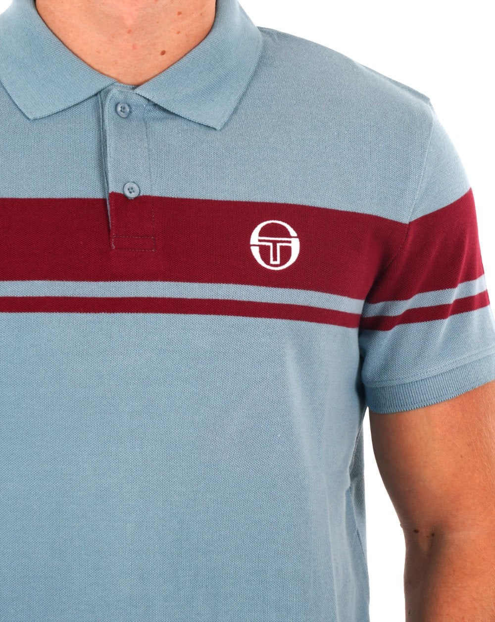 Sergio Tacchini Young Line Polo Shirt Dusky Blue - Claret