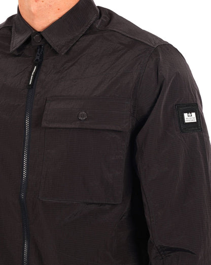 Weekend Offender Shimmer Nylon Overshirt Charcoal Grey