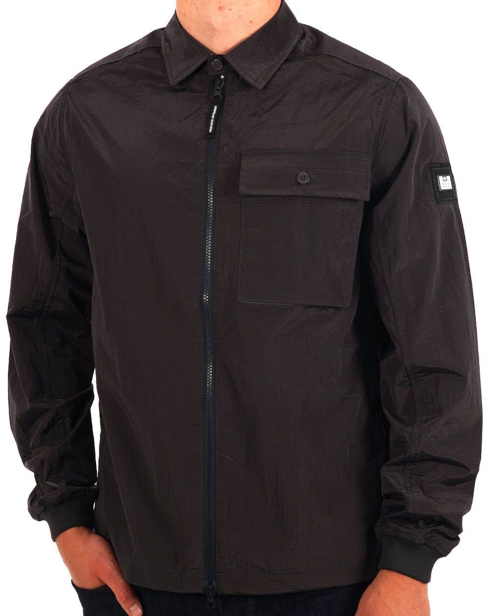 Weekend Offender Shimmer Nylon Overshirt Charcoal Grey