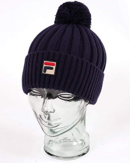 Fila Vintage Teo Pom Pom Beanie Navy