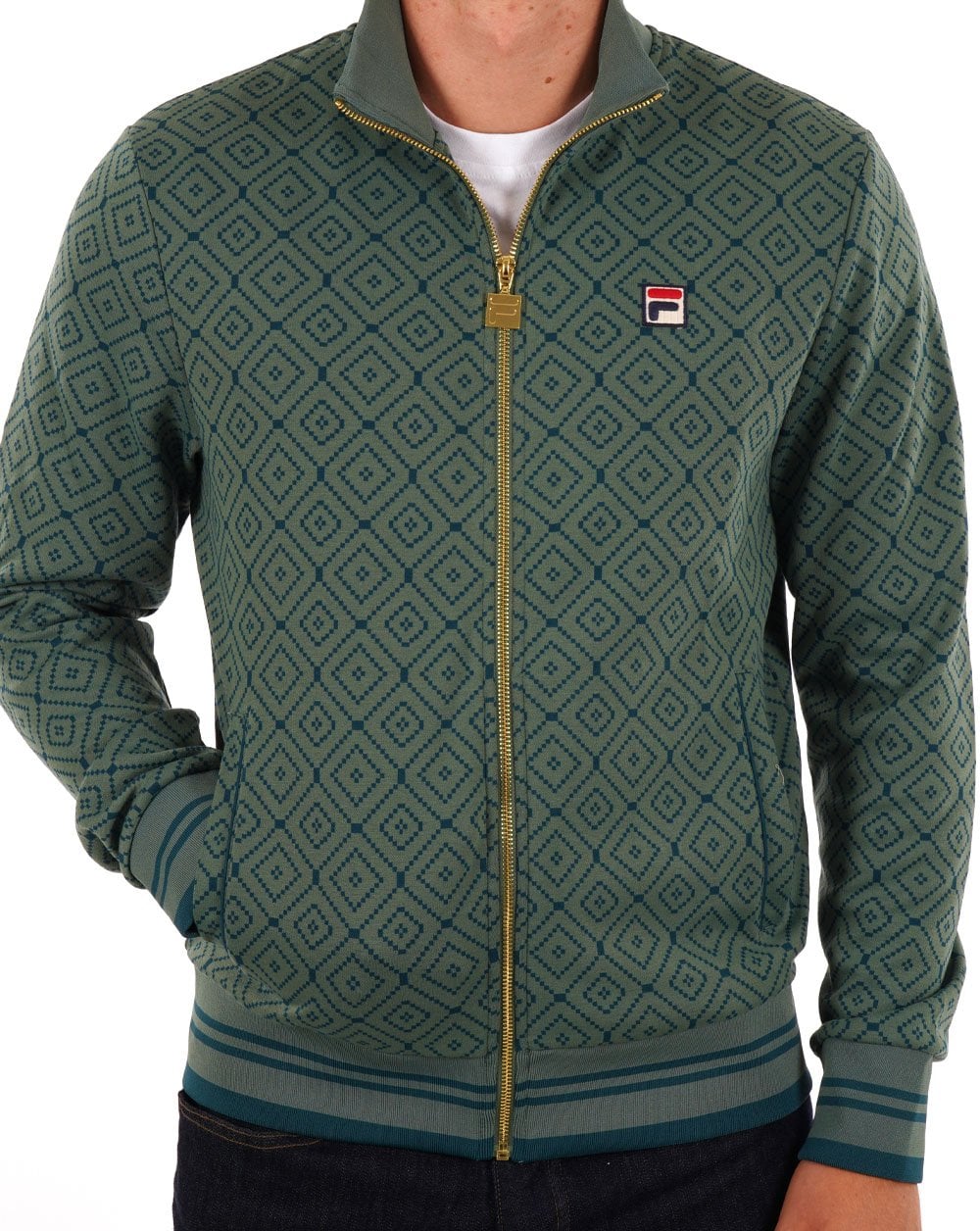 Fila Vintage Jacquard Track Top Dark Forest