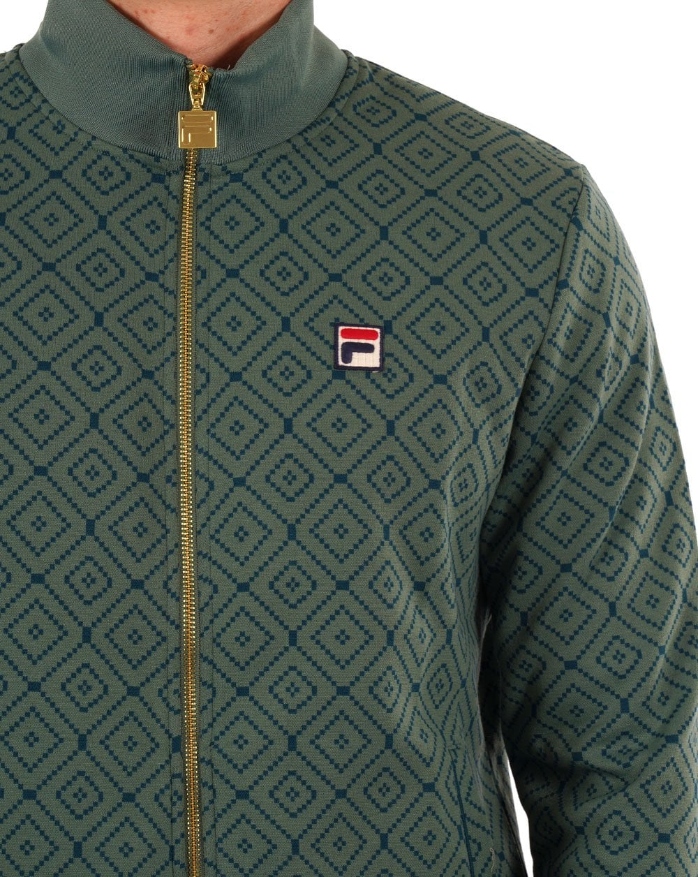 Fila Vintage Jacquard Track Top Dark Forest