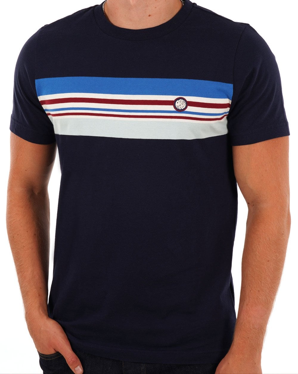 Pretty Green Hollen Chest Stripe T-shirt Navy