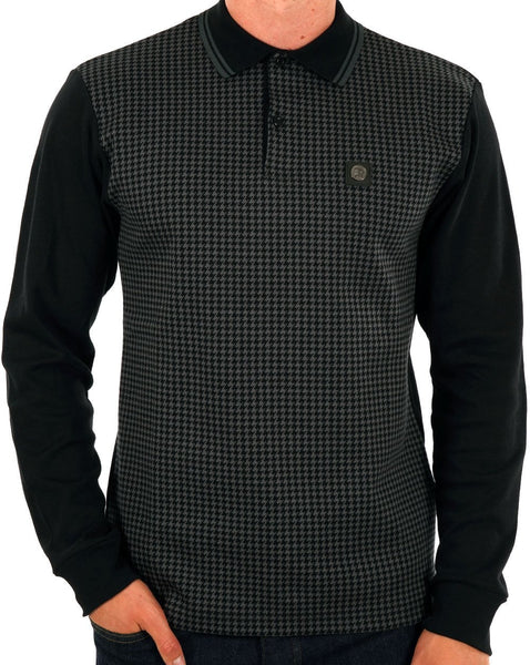Trojan Houndstooth Panel LS Polo Black