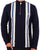 Pretty Green LS Stripe Zip Neck Polo Navy