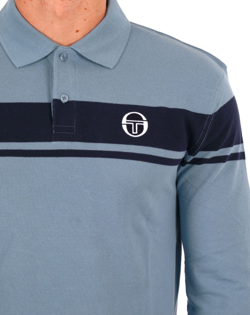 Sergio Tacchini Young Line LS Polo Shirt Dusky Blue/Navy