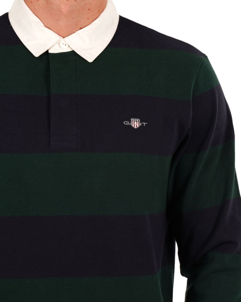 Gant Shield Striped Rugby Shirt Navy/Green