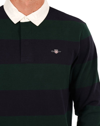 Gant Shield Striped Rugby Shirt Navy/Green