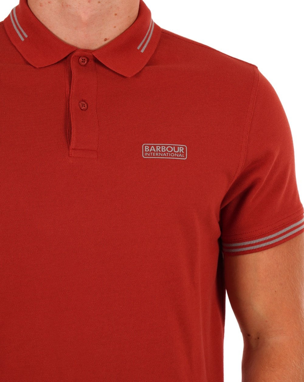 Barbour International Tipped Polo Burnt Orange