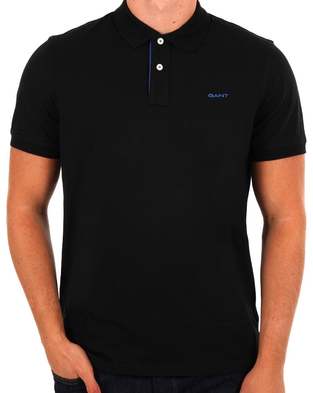 Gant Contrast Collar Polo Shirt Black