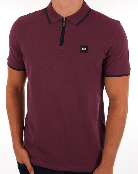 Weekend Offender Zip Polo Shirt Magenta