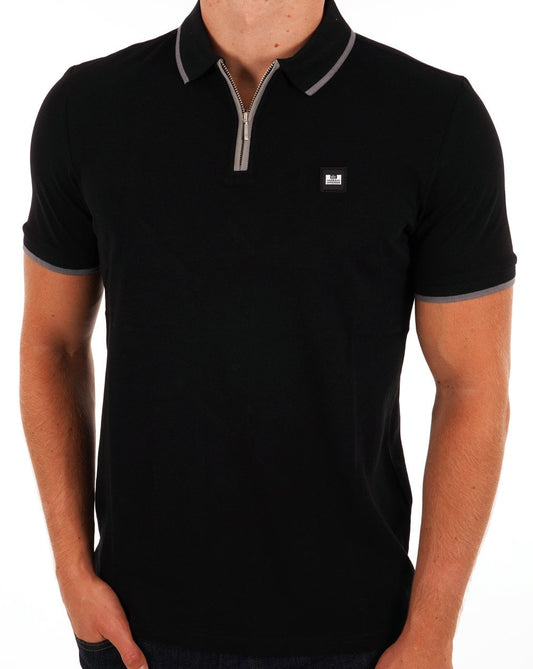 Weekend Offender Zip Polo Shirt Black