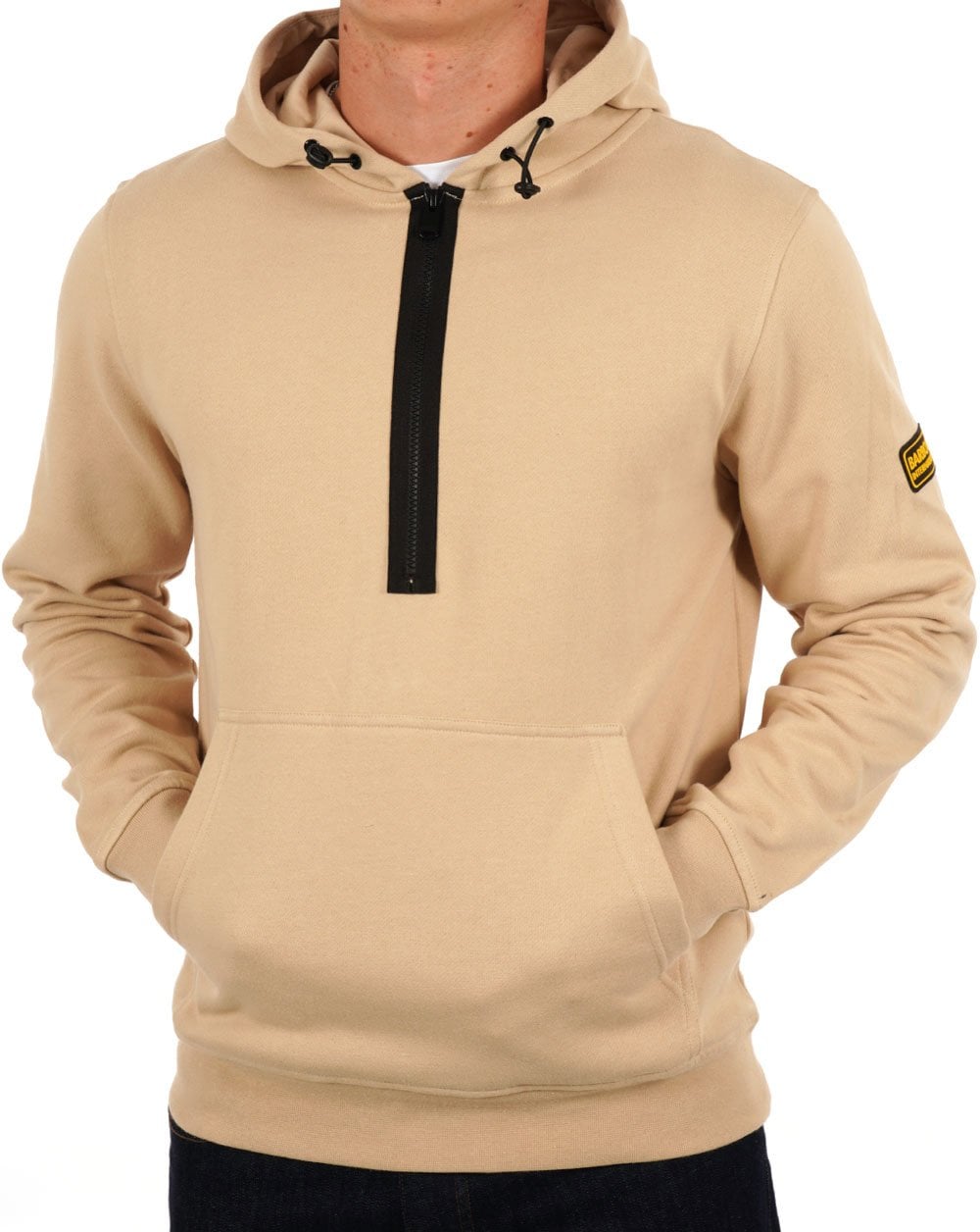Barbour International Badge Half Zip Hoody Light Stone