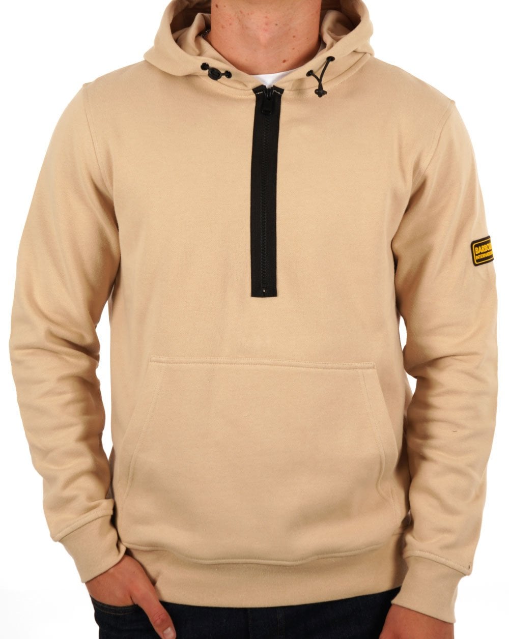 Barbour International Badge Half Zip Hoody Light Stone