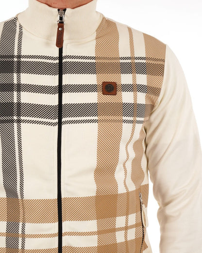 Trojan Check Zip Thru Top Ecru