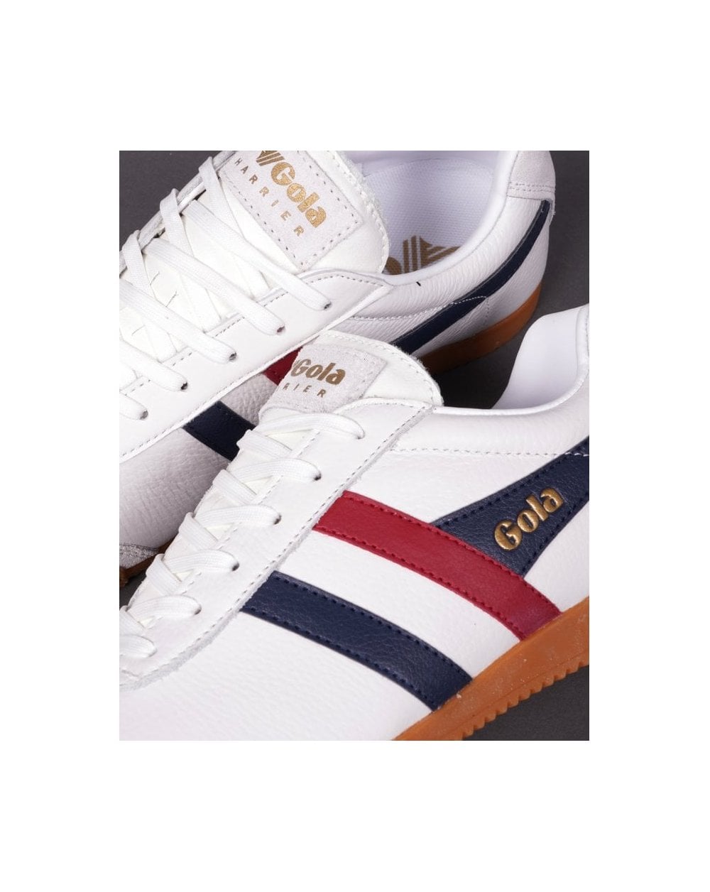 Gola Harrier Leather Trainer White / Navy / Red