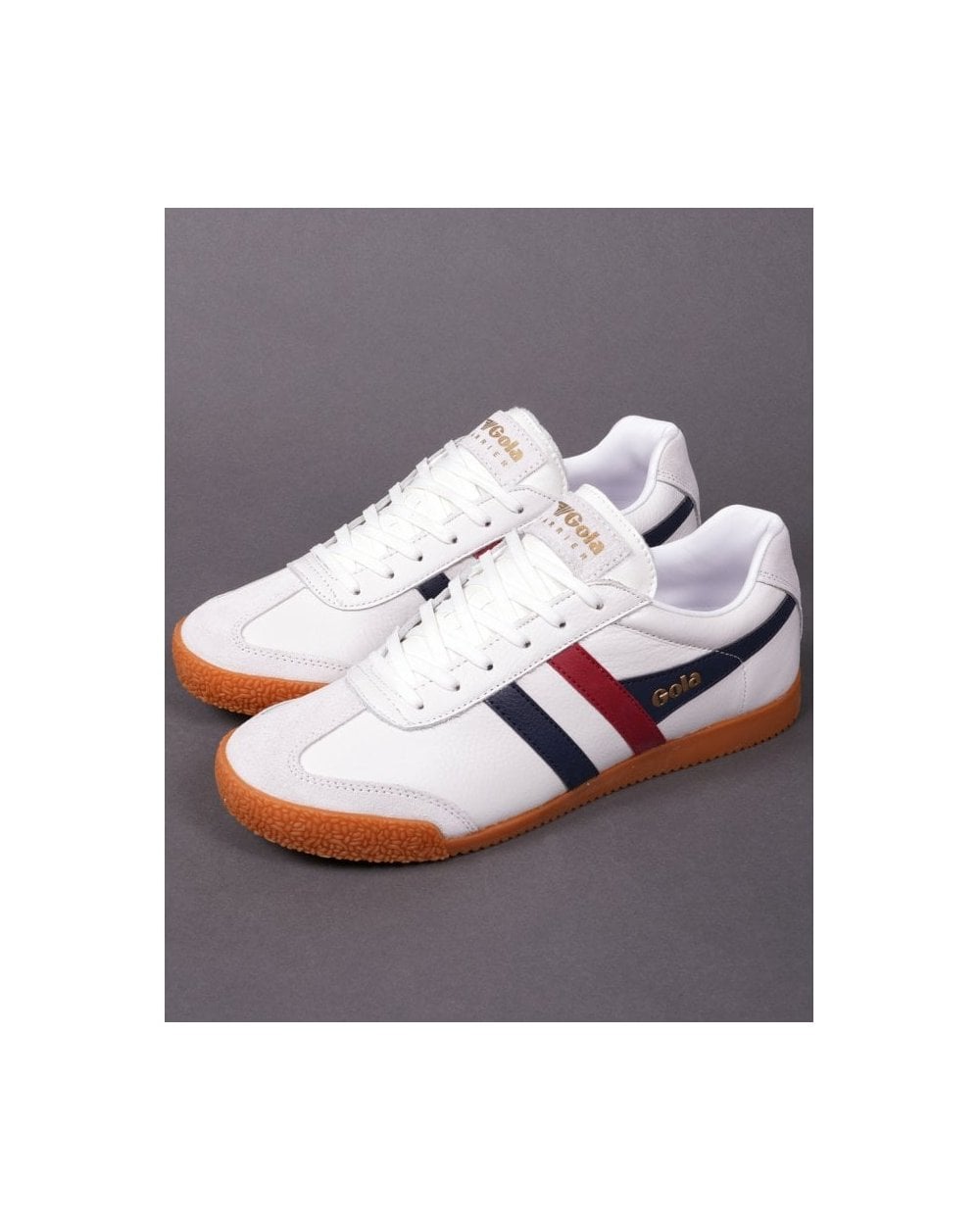Gola Harrier Leather Trainer White / Navy / Red