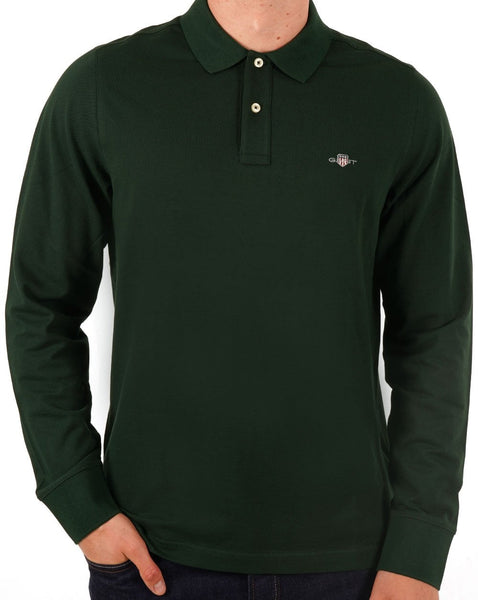 Gant Shield LS Pique Polo Dark Green