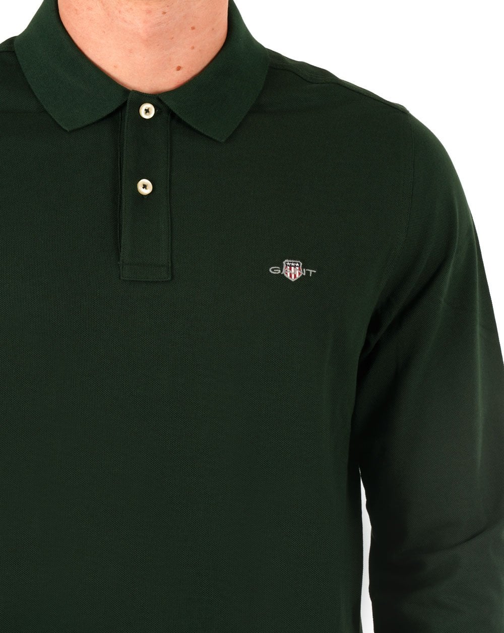 Gant Shield LS Pique Polo Dark Green