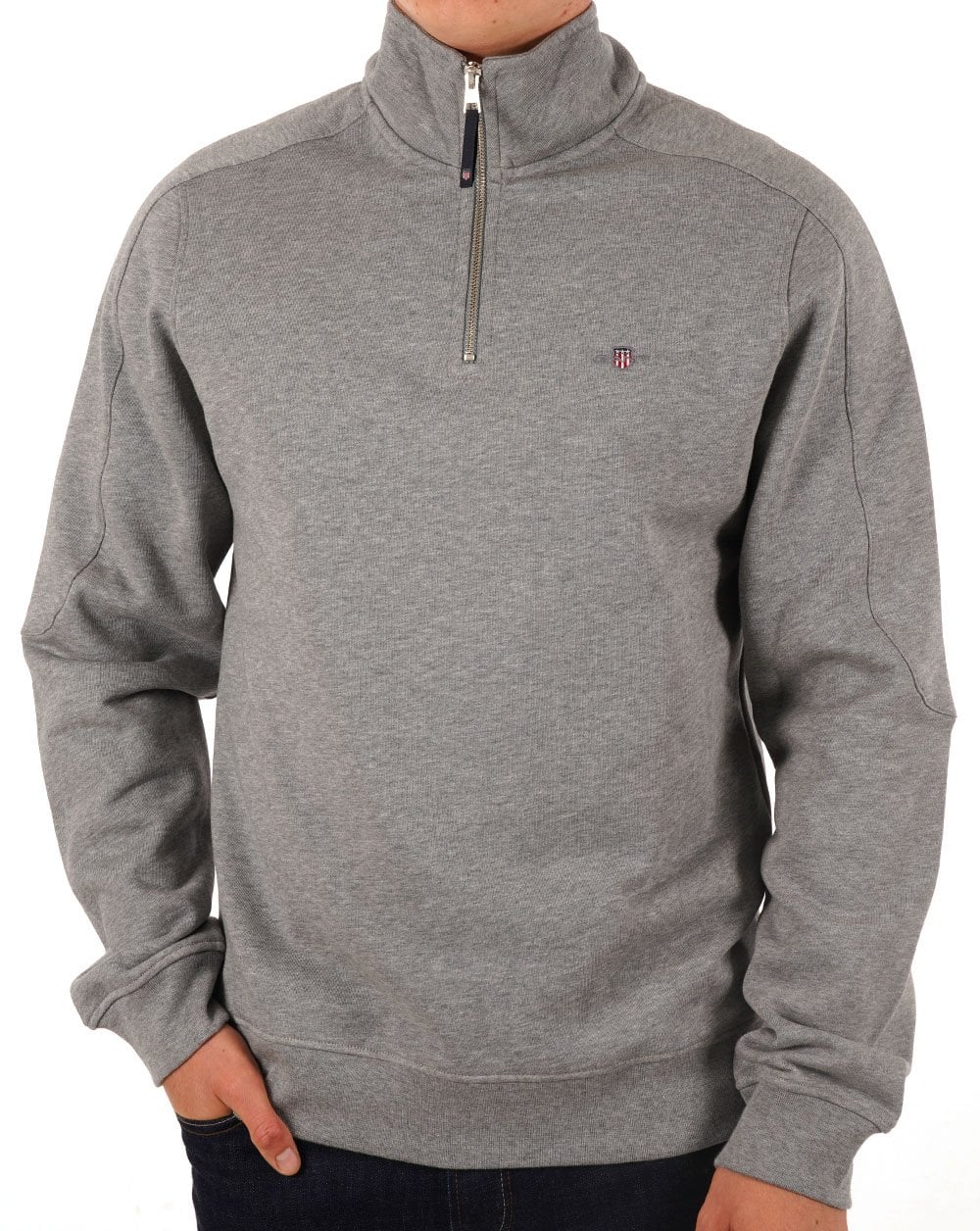 Gant Half Zip Sweatshirt Grey Melange
