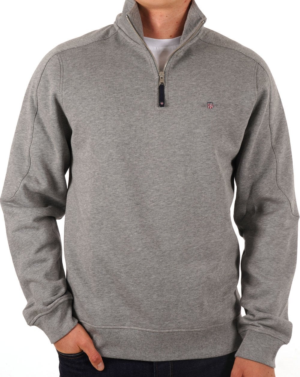 Gant Half Zip Sweatshirt Grey Melange