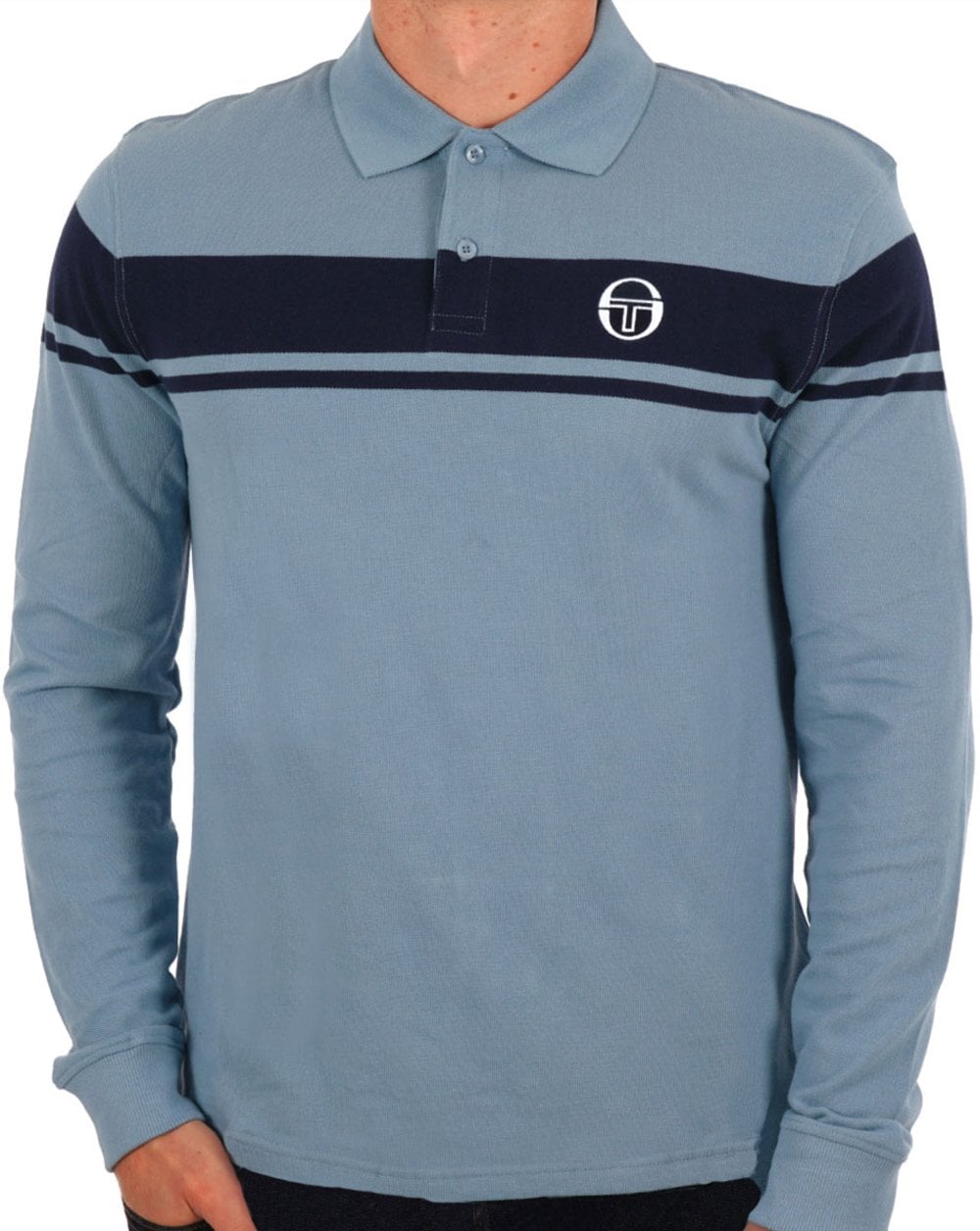 Sergio Tacchini Young Line LS Polo Shirt Dusky Blue/Navy